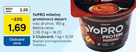 mliečny proteínový dezert