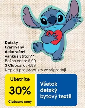 Stitch - Detský dekoracný vankúš