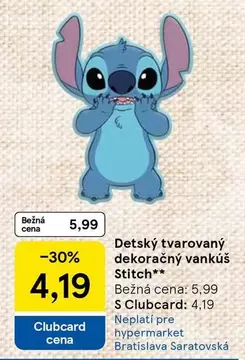 Stitch - Detský tvarovaný dekoračný vankúš