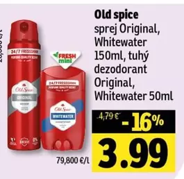 sprej Original, Whitewater, tuhý dezodorant Original, Whitewater