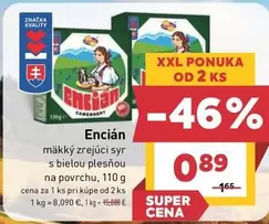 Encián mäkký zrejúci syr s bielou plesňou na povrchu