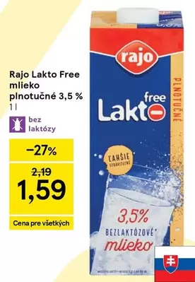 Lakto Free mlieko plnotučné 3,5 %