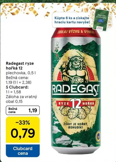Radegast ryze hořká 12 plechovka