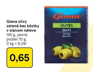 Giana olivy zelené bez kôstky v slanom náleve