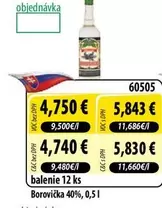 Borovička 40%, 0,5 l