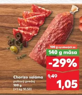 Chorizo saláma pultový predaj