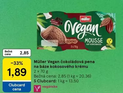 Müller Vegan čokoládová pena na báze kokosového krému
