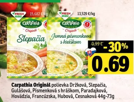 Držková, Slepačia, Gulášová, Písmenková s hráškom, Paradajková, Hovädzia, Francúzska, Hubová, Cesnaková