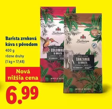 Barista zrnková káva s pôvodom