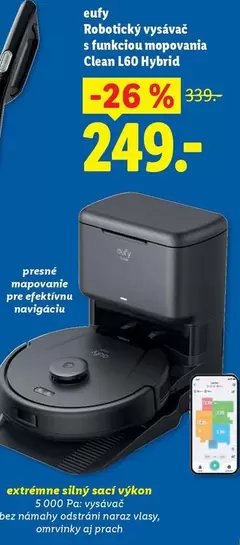 Robotický vysávač s funkciou mopovania Clean L60 Hybrid