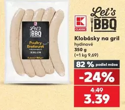 Klobásky na gril hydinové