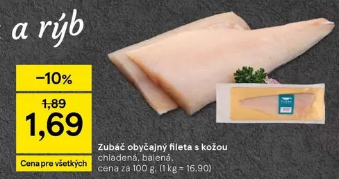 Zubáč obyčajný fileta s kožou