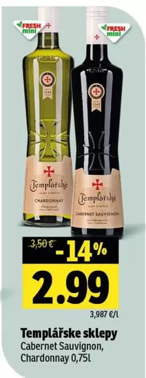 Templářske sklepy Cabernet Sauvignon, Chardonnay