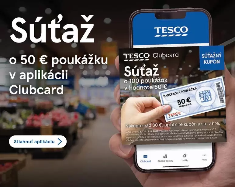 50 € poukázku v aplikácii Clubcard
