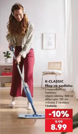 Mop na podlahu s rozprašovacou funkciou