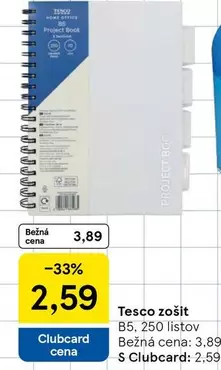 Tesco zošit B5, 250 listov