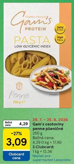 Gam's cestoviny penne pšeničné