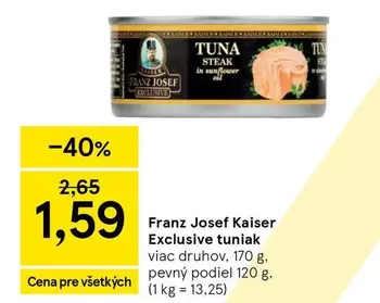 Exclusive tuna steak in sunflower oil