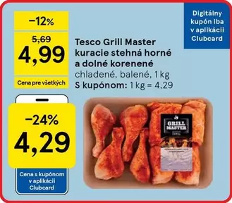 Tesco Grill Master kuracie stehná horné a dolné korenené