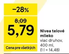 Nivea - telové mlieko