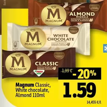 Magnum Classic, White chocolate, Almond