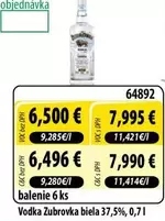 Vodka Zubrovka biela 37,5%, 0,7 l