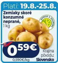 Zemiaky skor	é konzumn	é neprané