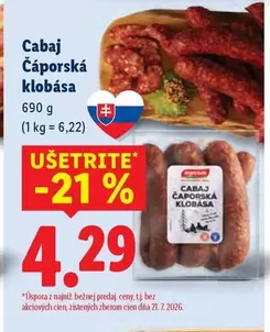 Cabaj Čaporská klobása