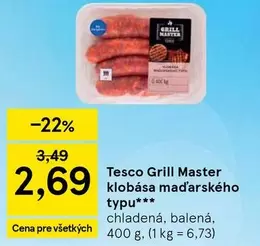 Grill Master klobása maďarského typu
