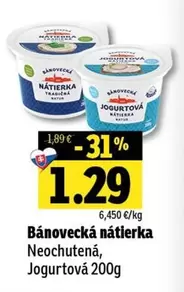 Bánovecká nátierka Neochutená, Jogurtová