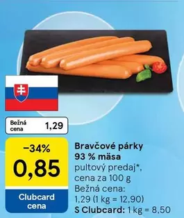 Bravčové párky 93 % mäsa