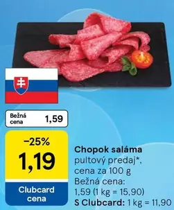Chopok saláma pultový predaj