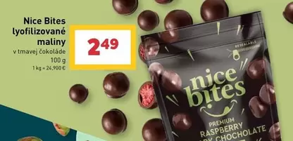 Nice Bites lyofilizované maliny v tmavej čokoláde