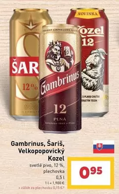 Gambrinus, Šariš, Velkopopovický Kozel