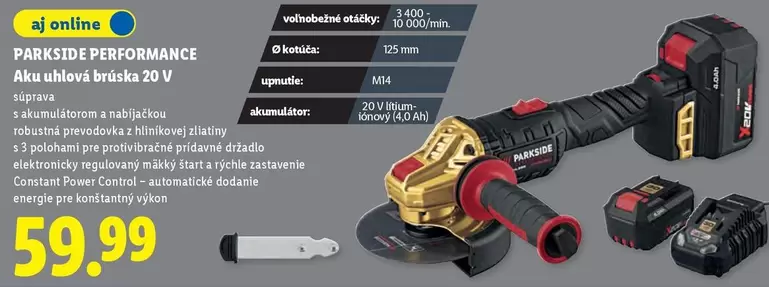 Aku uhlová brúska 20 V