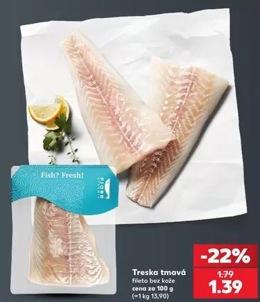 Treska tmavá fileta bez kože