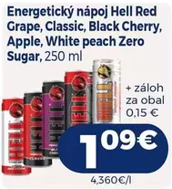 Energetický nápoj Red Grape, Classic, Black Cherry, Apple, White peach Zero Sugar
