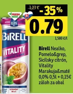 Birell Nealko, Pomelo&grep, Sicilsky citron, Vitality Marakuj&mate