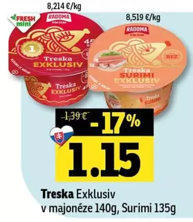 Treska Exklusiv v majonéze, Surimi