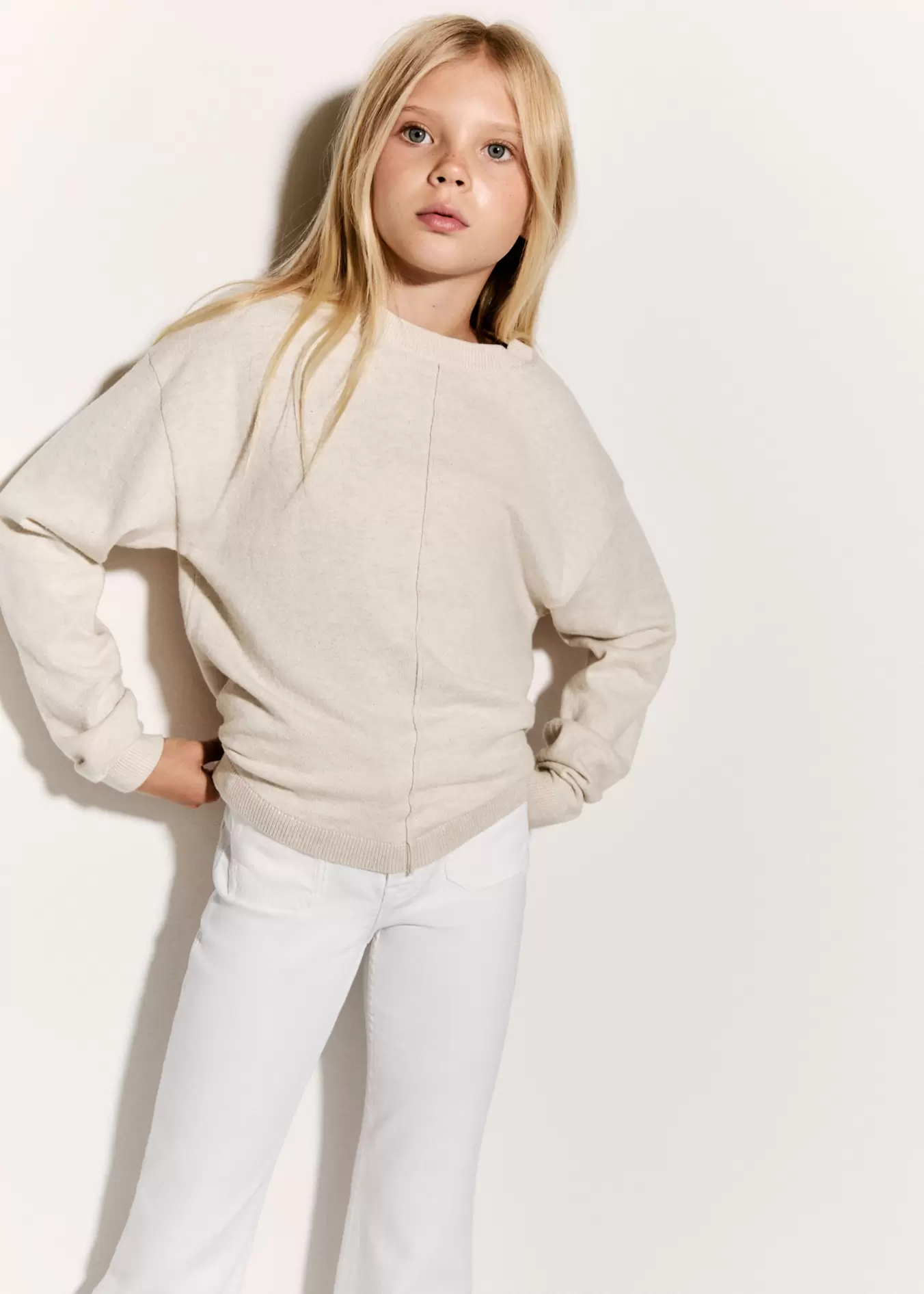 Decorative seams cotton sweater