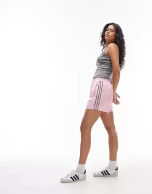 Adidas Originals satin sprinter shorts in pink
