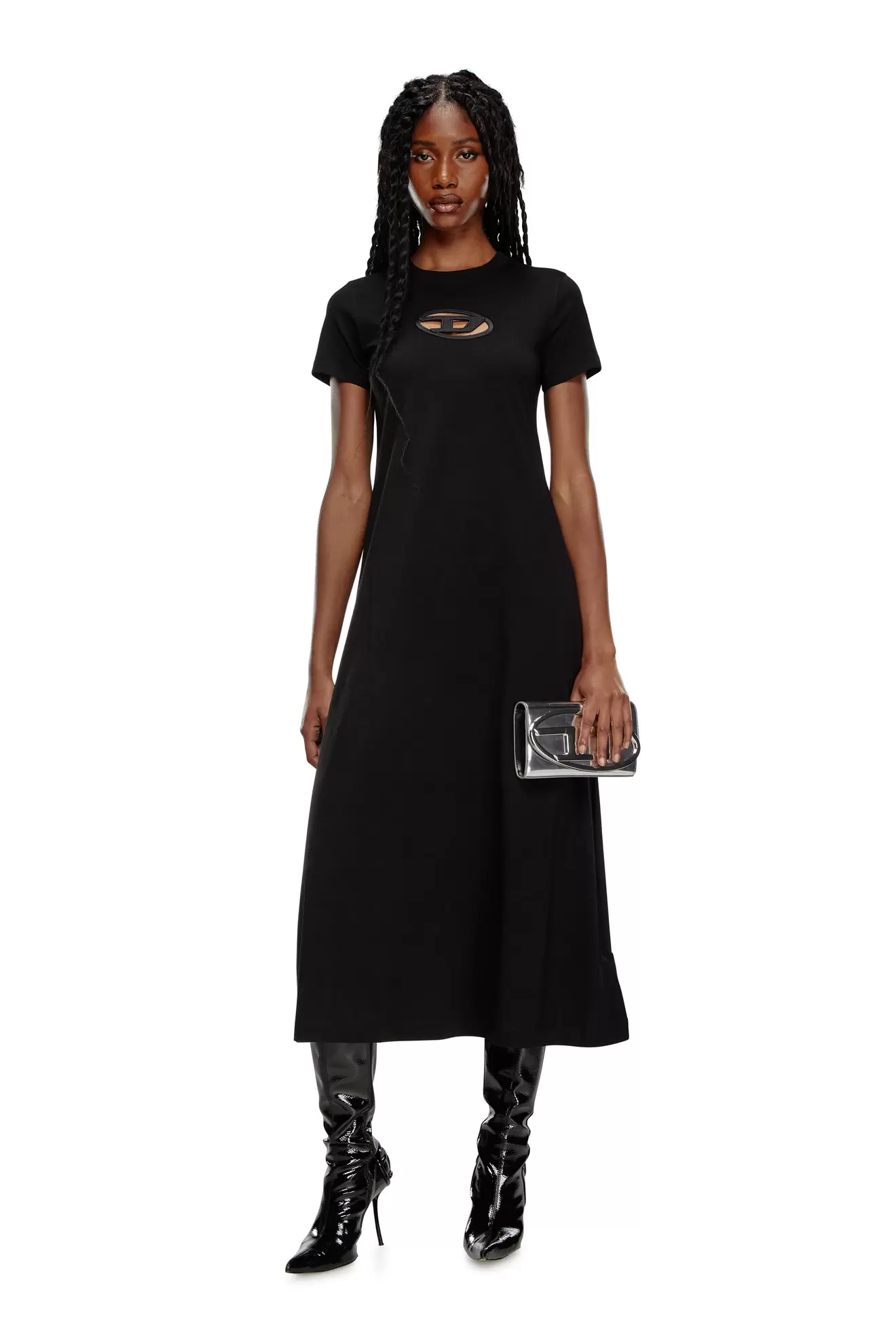 T-shirt dress with embroidered D