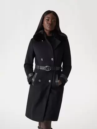 Faux fur collar coat