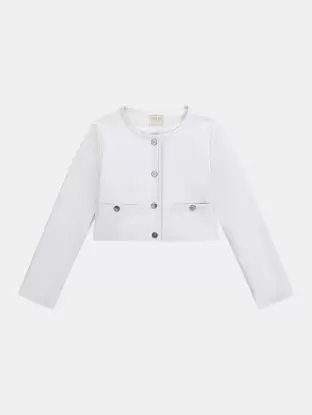 Faux leather cropped jacket