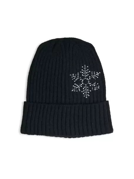 Knitted cap with faux rhinestones