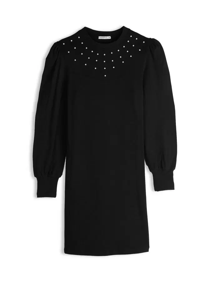 Knitted dress with embelishment