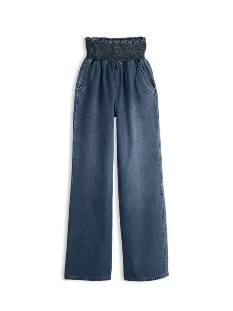 Wide leg jeans with elastic waist band