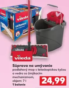 Súprava na umývanie podlahový mop s teleskopickou tyčou a vedro so žmýkacím mechanizmom
