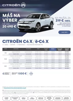 Katalóg Citroën v Vranov nad Topľou | CENNÍK Nová C4 X Ë-C4 X | 2026-01-01T00:00:00.000Z - 2026-12-31T00:00:00.000Z