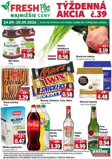 Katalóg Fresh v Stropkov | Týždenná akcia FRESH Plus | 2026-09-24T00:00:00.000Z - 2026-09-30T00:00:00.000Z